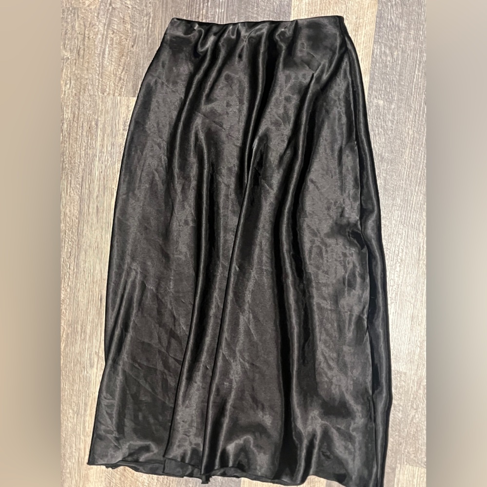Satin Black Midi Skirt